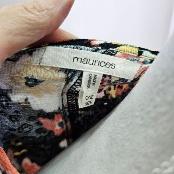 Maurices Black Floral Kimono One Size - Picture 6 of 11